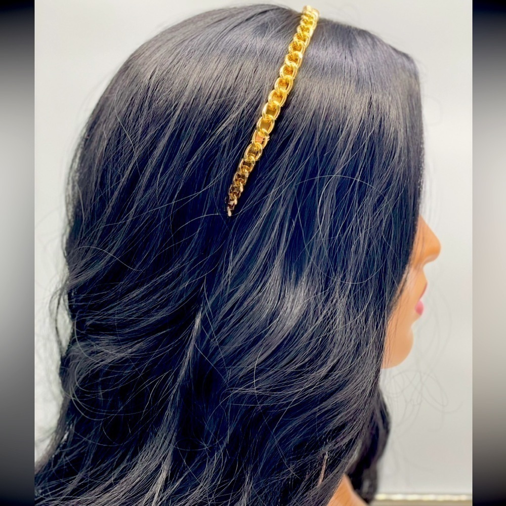𝅺CHAIN-LINK Style Gold Finish Headband Hair Accessory.